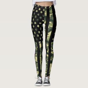 Leggings Bandera estadounidense con camo verde