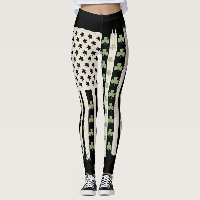 Leggings Bandera estadounidense con piedras para los St Pat (Anverso)
