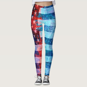 Leggings Bandera estadounidense de color retro #16