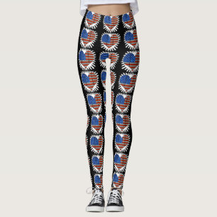 Leggings Bandera estadounidense del corazón del patriota
