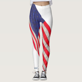Leggings Bandera estadounidense en fondo blanco con nombre