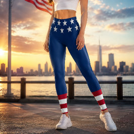 Leggings Bandera estadounidense patriótica Estrellas y Fran
