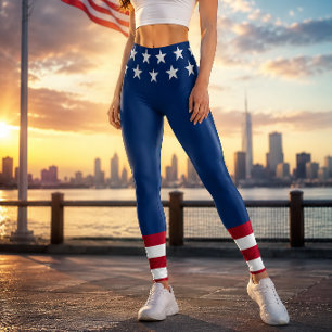 Leggings Bandera estadounidense patriótica Estrellas y Fran