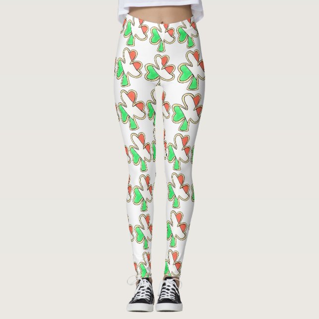 Leggings Bandera irlandesa Shamrock Cookie St. Patrick's Le (Anverso)
