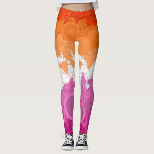 Leggings Bandera Lesbiana Abstracta Bohemiana Burbujeante y