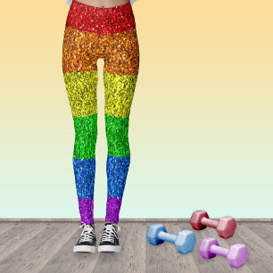 Leggings Bandera LGBT vibrante arcoíris brillo destellos