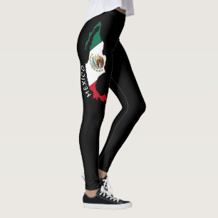 Leggings Bandera mexicana estiramiento moderno de las mujer