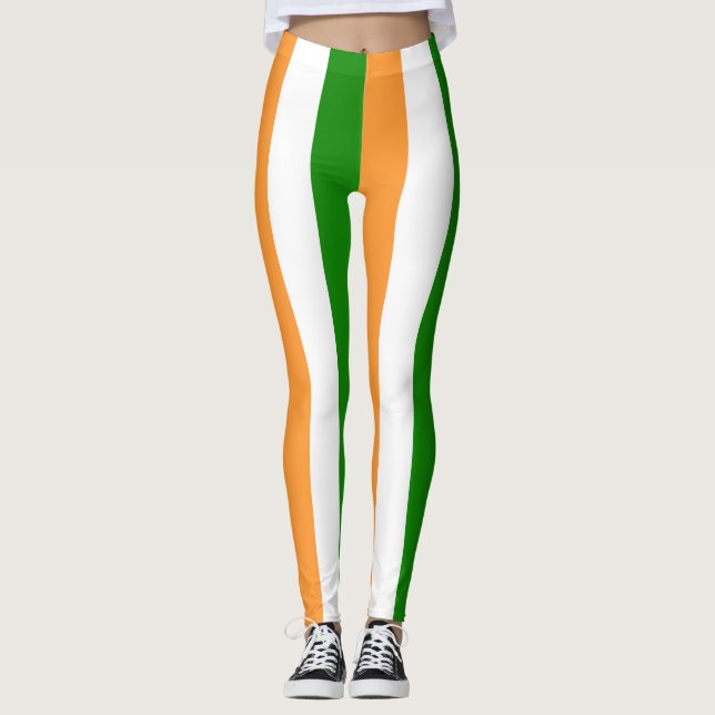 Leggings Bandera nacional de la India con tiras verticales (Anverso)