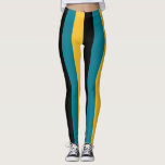 Leggings Bandera nacional de las Bahamas Colores de rayas v<br><div class="desc">Bandera Nacional de las Bahamas Colores de piernas rayadas verticales en los colores de la bandera de las Bahamas con un patrón vertical a rayas asimétricas muy ocupado que se imprime por todas las piernas. El tamaño de las franjas se puede ajustar fácilmente a tu gusto a través de la...</div>