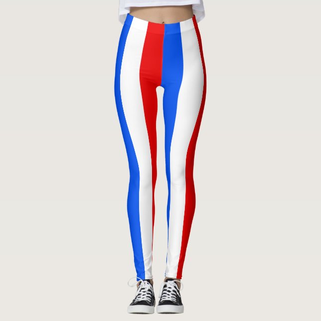 Leggings Bandera nacional de Puerto Rico con tiras vertical (Anverso)