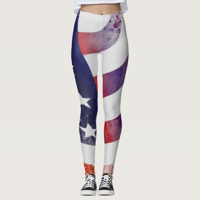 Leggings Bandera norteamericana de Grunge (Anverso)