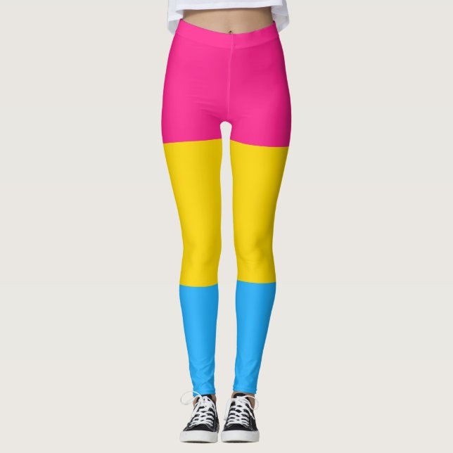 Leggings Bandera Pansexual Rosa Amarilla Azul Bandera Rosa  (Anverso)