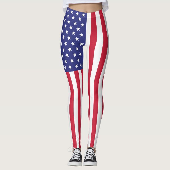 Leggings Bandera Patriótica Americana (Anverso)