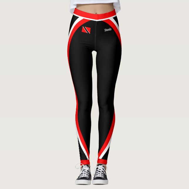 Leggings Bandera Patriótica de Trinidad y Tobago con tu nom (Anverso)