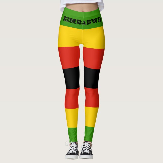 Leggings Bandera patriótica de Zimbabue en África (Anverso)