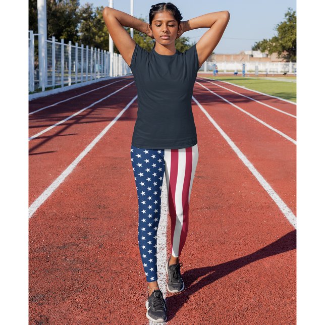 Leggings Bandera Patriótica EEUU Bandera Roja Blanco Estrel (Patriotic USA Flag Red White Blue Stars Stripes Leggings)