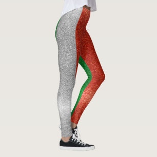 Leggings Bandera purpurina Italiana Moda Bling Estilo