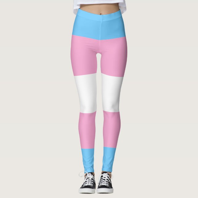 Leggings Bandera transgénero Blue Pink White Strit LGBT (Anverso)