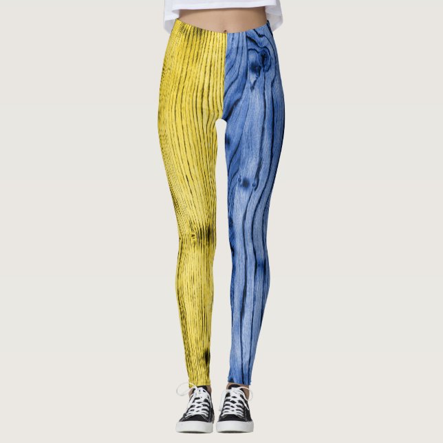 Leggings Bandera ucraniana marca de textura azul amarillo d (Anverso)