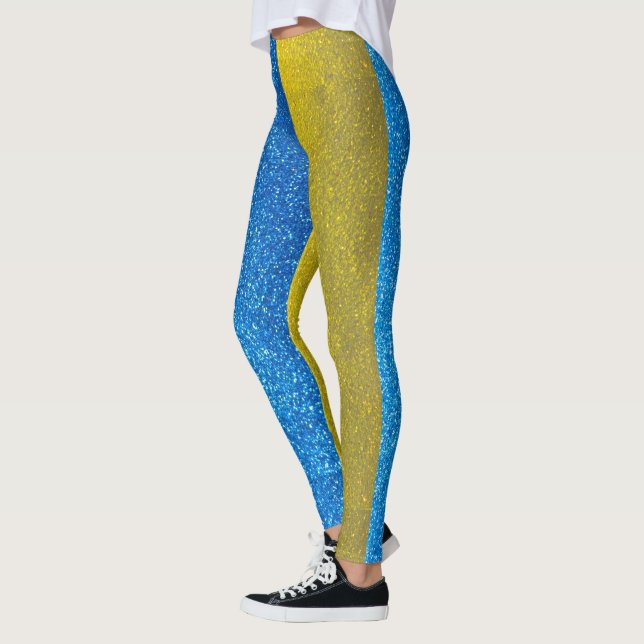 Leggings Bandera ucraniana purpurina de moda estilo Ucrania (Izquierda)