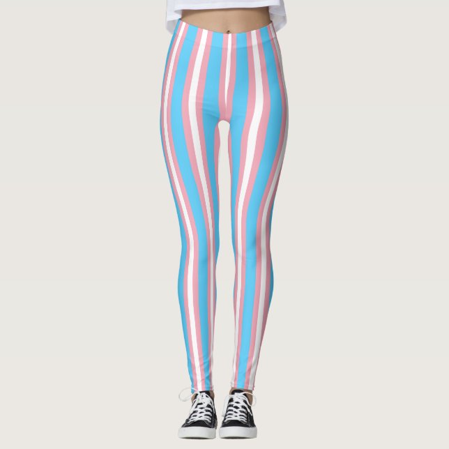 Leggings Bandera vertical del orgullo transgénero (Anverso)