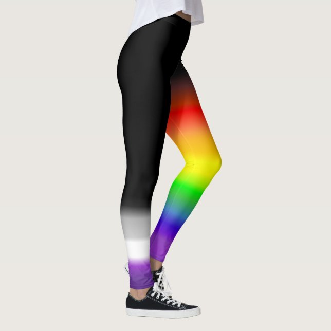 Leggings Banderas asexuales del orgullo del arco iris del (Derecha)