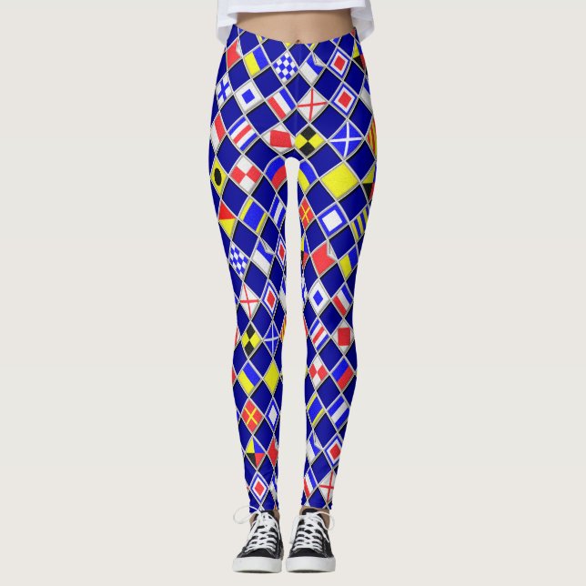Leggings Banderas de señalización náutica controladas Blues (Anverso)