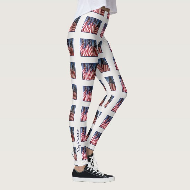 Leggings Banderas estadounidenses, nombre, blanco (Derecha)