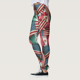 Leggings Banderas mexicanas y estadounidenses