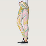 Leggings Bañera de mármol abstracta en color rosa y oro<br><div class="desc">Patrón de mármol caprichoso con movimientos coloridos de rosa pastel,  verde azulado y dorado.</div>