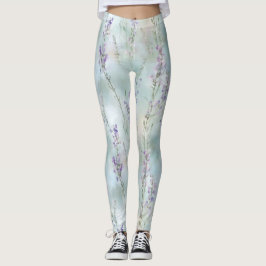 Leggings Baño Nupcial de Flores Moradas Bonitas Románticas
