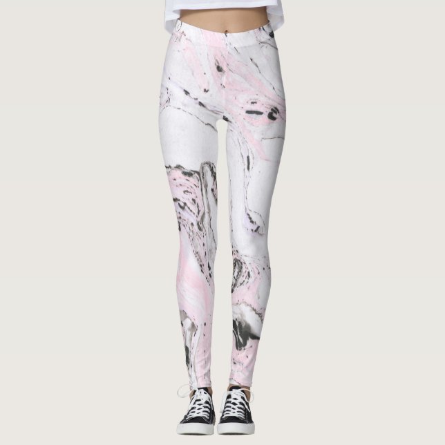 Leggings Baños de mármol rosa y gris de luz blanca (Anverso)