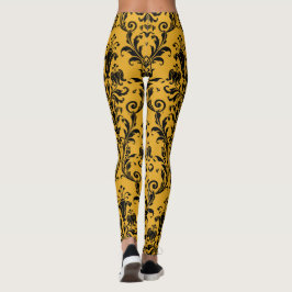 Leggings Baños florales Gold y Black Damask