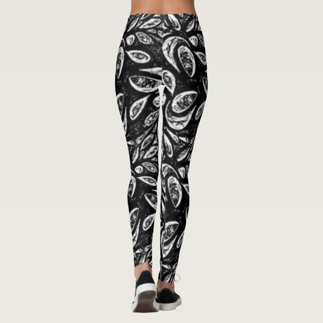 Leggings "Baños salvajes negros y blancos" Piernas de yoga (Reverso)