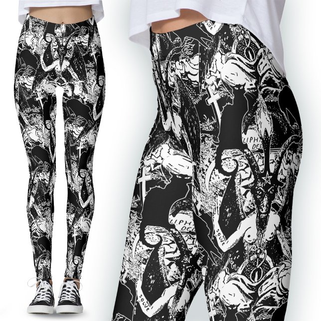 Leggings Baphomet Satanic Black and White Gothic Devil (Subido por el creador)