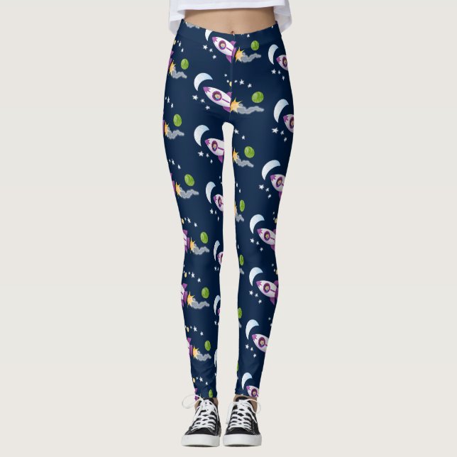 Leggings Barco de cohetes en ilustracion de personalizado e (Anverso)