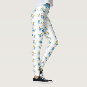 Leggings Barco de vela azul de estilo cutáneo