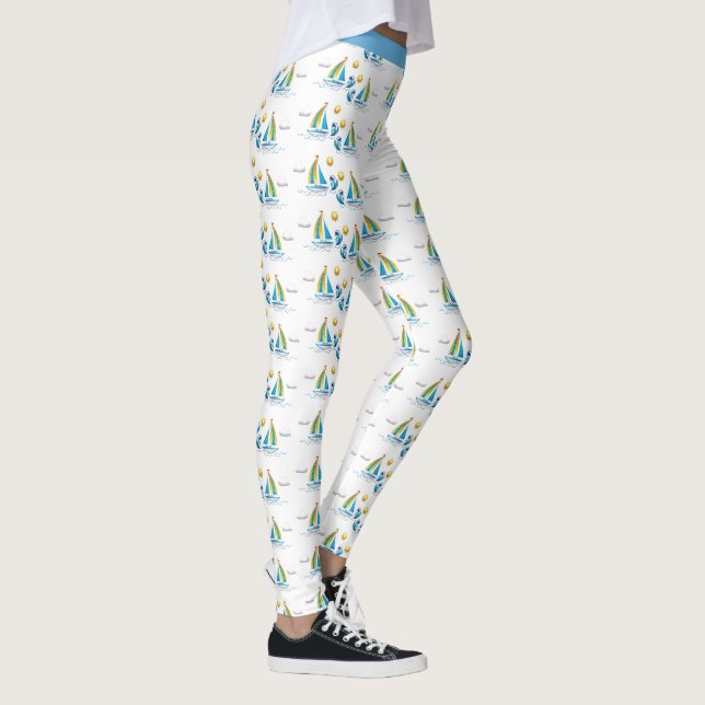 Leggings Barco de vela azul de estilo cutáneo (Derecha)