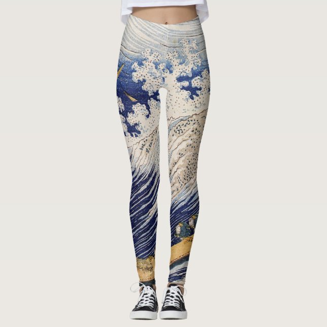 Leggings Barcos marinos de las olas del océano de Hokusai (Anverso)