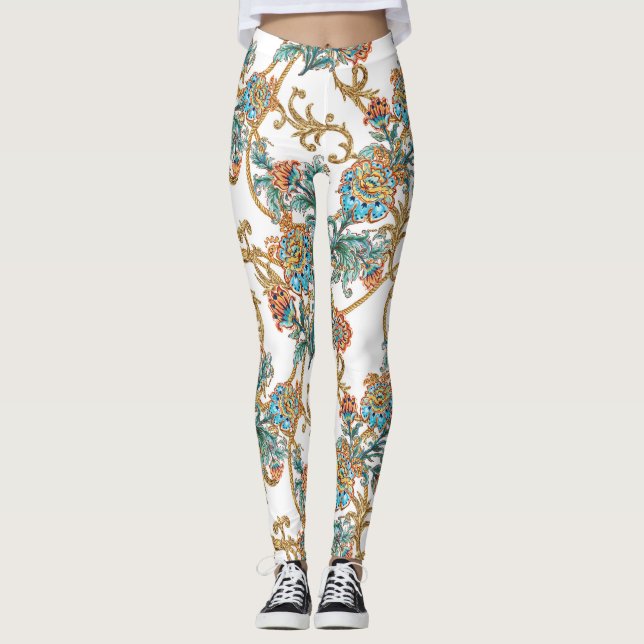 Leggings Baroque Golden Floral Elegant  (Anverso)