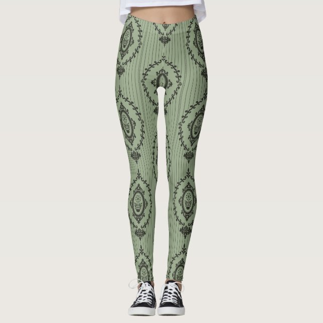 Leggings Baroque Wallpaper in Green (Anverso)