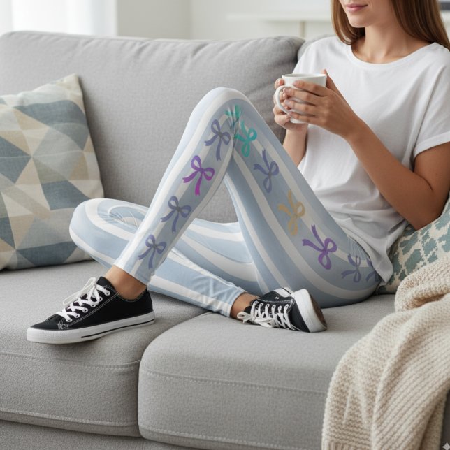 Leggings Barras azules pasteles y cabañas (Subido por el creador)