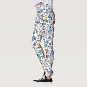 Leggings Barrio Sésamo   Patrón de Doodle de Sesame Pals