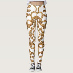 Leggings Barroco dorado: diseño de ornamentos lujosos.