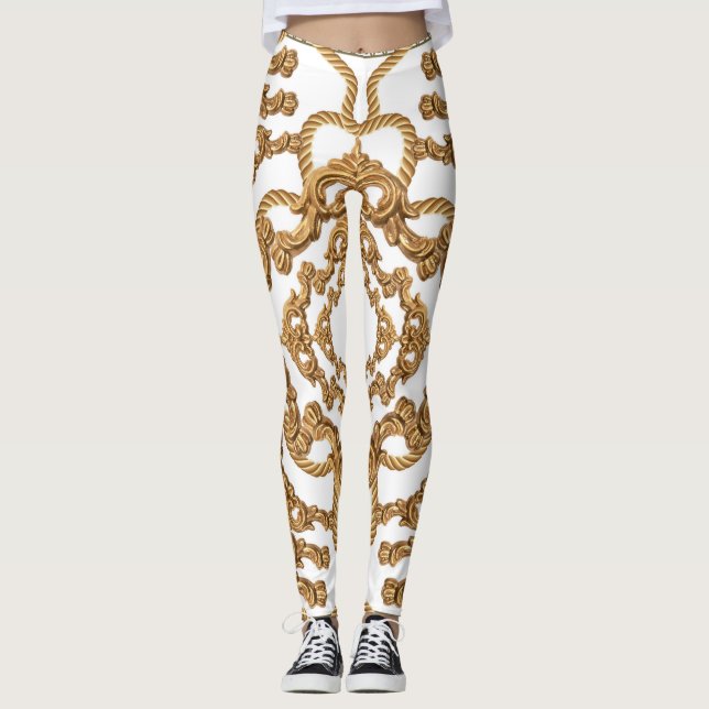 Leggings Barroco dorado: diseño de ornamentos lujosos. (Anverso)
