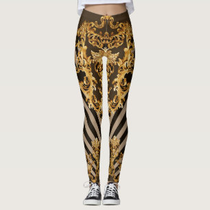 Leggings Barroco dorado: diseño de patrones geométricos