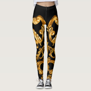 Leggings Barroco dorado, elementos ornamentales.