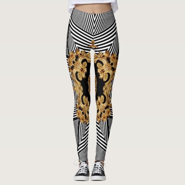 Leggings Barroco dorado: Ornamento elegante de las cadenas (Anverso)
