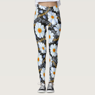 Leggings Barroco dorado: Textura de la cadena floral