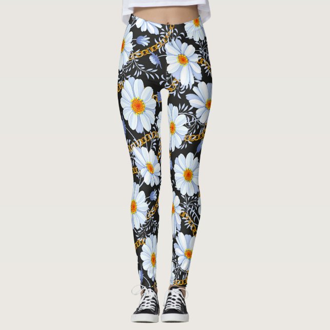 Leggings Barroco dorado: Textura de la cadena floral (Anverso)